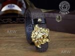 Perfect Clone Versace Reversible Leather Belt With Gold Medusa Head Buckle